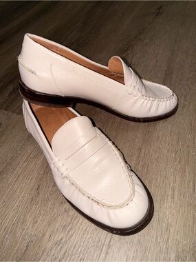 Madewell White Leather Penny Loafers
